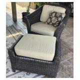 Plastic Wicker Chair & Footstool
