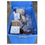 Tote with Lid Full of Hurricane Lamps