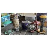 Owl Decoy and Bird Feeders