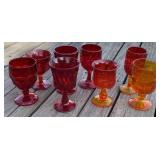 Ruby Red and Amber Goblets