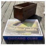 Wood Box and Chicago Cubs Tin