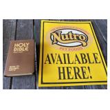 Bible & Plastic Pet Food Sign