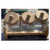 Wood and Glass Canister Set