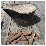 Coal Bucket and Railroad Spikes