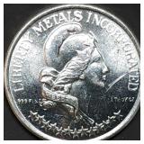 1 Troy Oz .999 Silver Round 1974 Liberty Metals