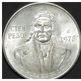 1978 Mexico 100 Pesos .720 Silver Coin 28g