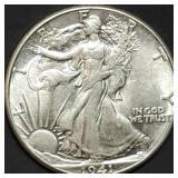 1941 Walking Liberty Silver Half Dollar BU