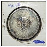 1964 Canada 80% Silver Dollar Toned