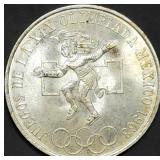 1968 Mexico 25 Pesos Silver Coin Gem BU