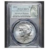 2021 Peace Silver Dollar PCGS MS70 Adv Release