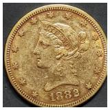 1882 $10 Liberty Gold Eagle Sharp Coin