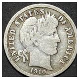 1910 Barber Silver Dime