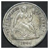 1860 Seated Liberty Silver Dime, High Grade