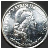 1 Troy Oz .999 Silver Round 1974 Liberty Metals