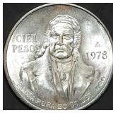 1978 Mexico 100 Pesos .720 Silver Coin 28g