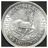 1948 South Africa 5 Shillings 80% Silver Dollar