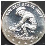 Vintage 1 Troy Oz .999 Silver Golden State Round