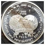 Vintage 1 Troy Oz .999 Silver World Trade Unit