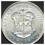 1960 South Africa 5 Shillings .500 Silver 28.28g