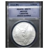 2011 Mexico 1oz Silver Libertad ANACS MS70