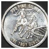 Vintage 1 Troy Oz .999 Silver Round