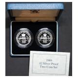 1989 Great Britain 2 Coin Silver Proof Set MIB