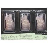 3 Oz MTB Numbered Statue of Liberty Silver Bars