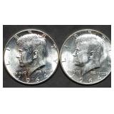 Pair of 1964 Kennedy 90% Silver Half Dollars BU