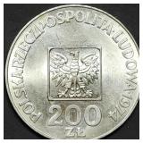 1974 Poland 200 Zlotys .625 Silver Commem.