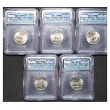 2005 Statehood Quarter Satin ICG SP69 Slab Set