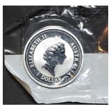 1997 Australia 1oz Silver Kookaburra BU Littleton