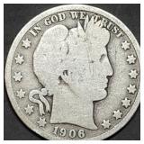 1906-D Barber Silver Half Dollar