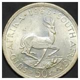 1963 South Africa .500 Silver 50 Cent Piece 28g