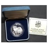 1989 Isle of Man 1oz .999 Silver Cat Crown MIB