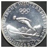 1964 Austria 50 Schillings 90% Silver Coin PROOF