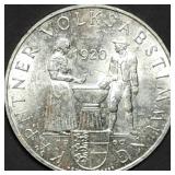 1960 Austria 25 Schilling 80% Silver Coin Gem BU