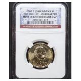 2007 P John Adams $1 Mint Error NGC Slab