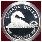 1986 Canada Proof Silver Dollar MIB Train