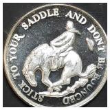 Vintage 1 Troy Oz .999 Silver Cowboy Round