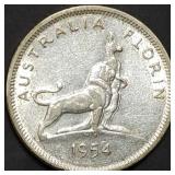 1954 Australia .500 Silver Florin Nice