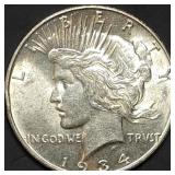 1934-D Peace Silver Dollar BU Key Date, Nice!