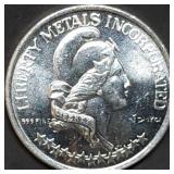 1 Troy Oz .999 Silver Round 1974 Liberty Metals