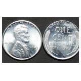 Pair of Gem BU 1943 Lincoln Steel War Cents WW2
