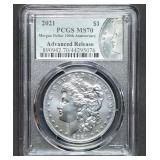 2021 P Morgan Silver Dollar PCGS MS70 Adv Release
