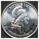 1 Troy Oz .999 Silver Round 1974 Liberty Metals