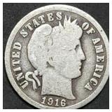 1916 Barber Silver Dime