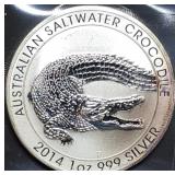 2014 Australia 1oz .999 Silver Crocodile BU