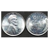 Pair of Gem BU 1943 Lincoln Steel War Cents WW2