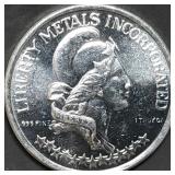 1 Troy Oz .999 Silver Round 1974 Liberty Metals