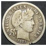 1913 Barber Silver Dime
